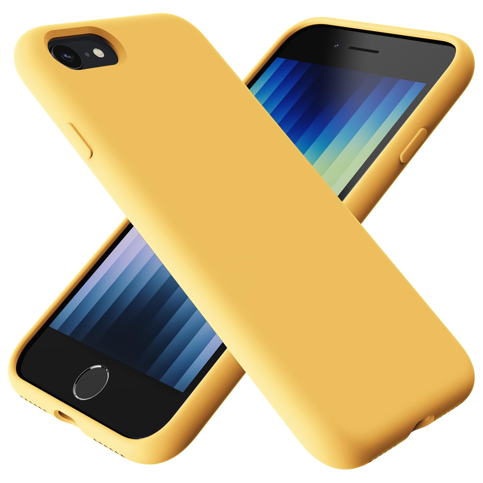 TAXXOE Liquid Silicone Case Compatible with iPhone SE 2020/2022, iPhone 8/7, 4.7 Inch, Soft-Touch, Shockproof, DustProof, Antiskid Full Body Phone Cover for iPhone SE - Yellow — image 1