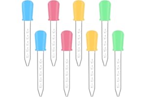 Fokmuaex 8 Pack 5ML Silicone & Plastic Liquid Droppers - Bulb-Tip Pipettes with 1-5ML Scale for Candy Oil, Gummy Making, Kitc