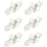 Nurses Choice 6 Pairs Stay-On Baby Socks, Soft Bubble Cuff Cotton Booties 0–3 Months, Hospital Trusted Essentials