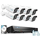 REOLINK H.265 4K PoE Security Camera System, 8pcs Smart 8MP Wired PoE IP Cameras with Person Vehicle Detection, 8MP 16CH NVR 
