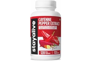 STAY ALIVE Cayenne Pepper Capsules 960mg Super Extract with Ginger, Garlic, Turmeric, Beet Root, Black Pepper, 120 Cayenne Capsules, Support Cardiovascular & Immune System, Capsaicin Supplement Pills