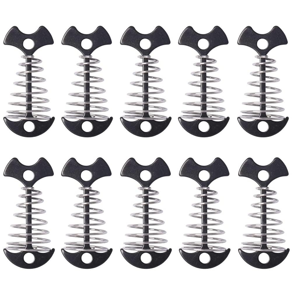 zalati Tent Stakes 10pcs Deck Plank Board Windproof Aluminum Deck Tie Down Spring Anchor Pegs for Camping Hiking Outdoor Timber Deck Plank
