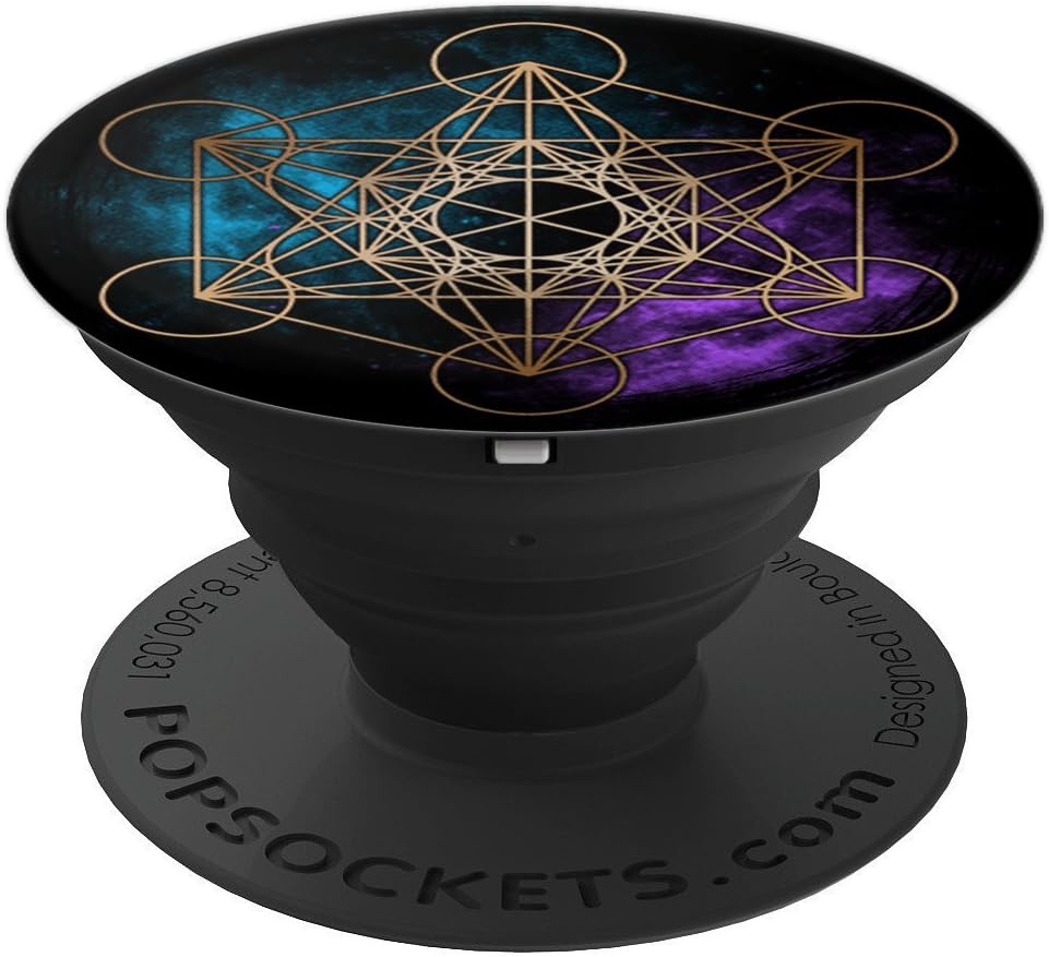 Geometric Sacred Geometry - Metatron Cube - Space Galaxy PopSockets PopGrip: Swappable Grip for Phones & Tablets PopSockets Adhesive PopGrip