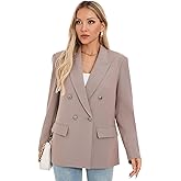 Women's Oversized Blazer Jacket - Double Breasted Professional Business Suit with Pockets for Work Office Casual Outfits