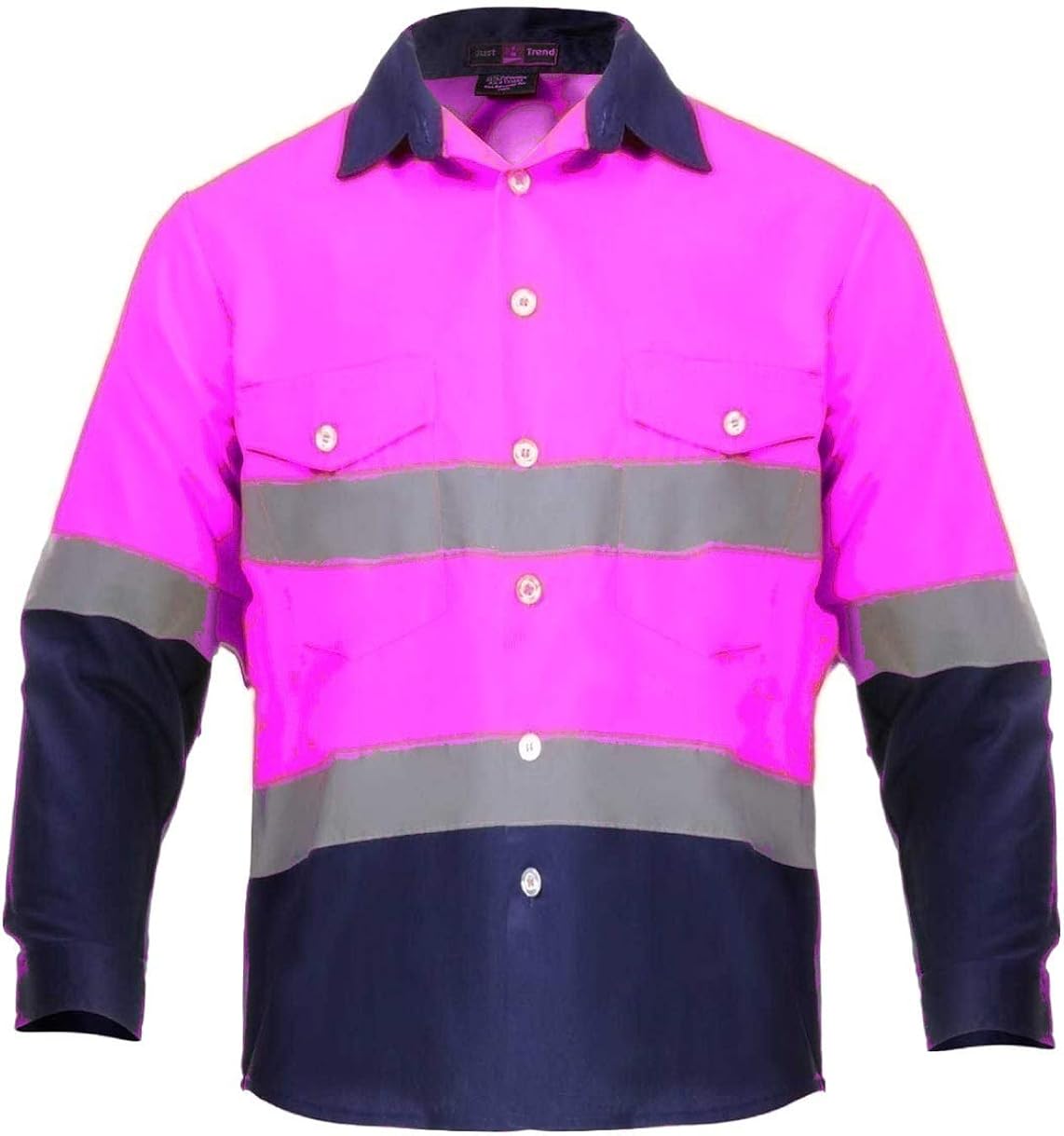 Just In Trend High Visibility Hi Vis Reflective Safety Work Shirts: Clothing