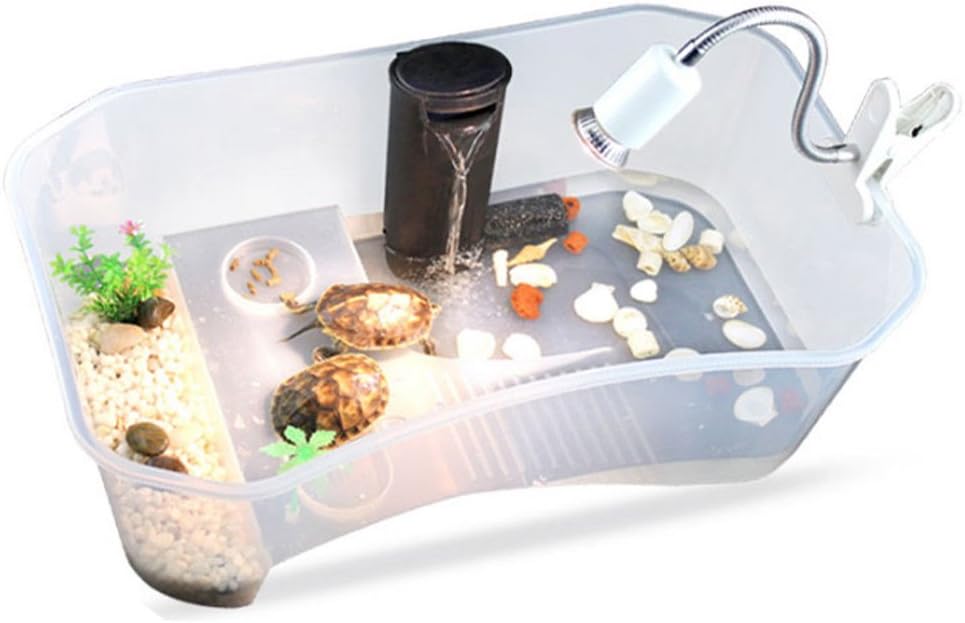 Romsion Home Reptile Turtle Tortoise Vivarium Box Aquarium Tank with Basking Ramp white