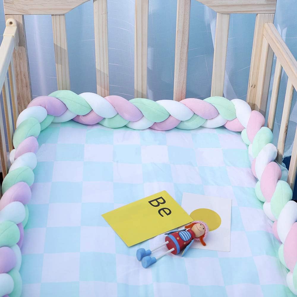 infant soft pad braided crib bumper knot pillow cushion cradle decor for baby girl and boy