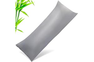 TELUS Body Cooling Pillow Cases Cover, Bamboo Rayon Dark Grey Body Pillowcases with Zipper Closure, Cool and Breathable Pillow Case for Hot Sleepers and Night Sweats, 20x54 inches