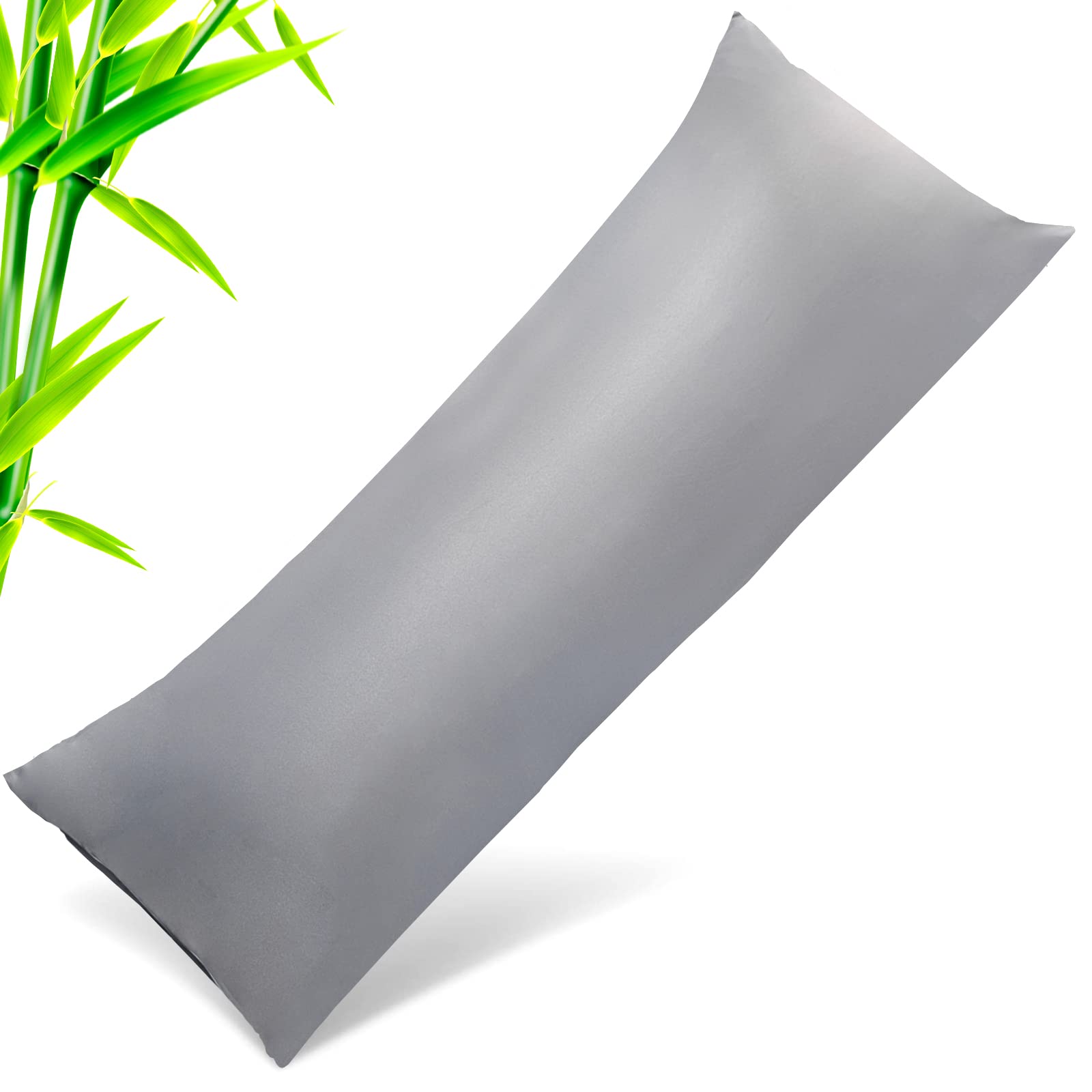 Photo 1 of Body Cooling Pillow Cases Cover, Bamboo Rayon Dark Grey Body Pillowcases with Zipper Closure, Cool and Breathable Pillow Case for Hot Sleepers and Night Sweats, 20x54 inches
