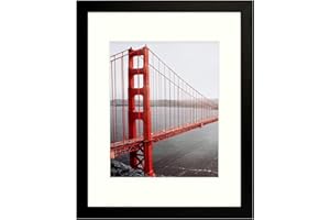Frametory, 11x14 Picture Frame - Made to Display Pictures 8x10 with Mat or 11x14 Without Mat - Wide Molding - Pre-Installed Wall Mounting Hardware, Black