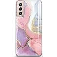 JIAXIUFEN Galaxy S21 Case Gold Sparkle Glitter Marble Slim Shockproof TPU Soft Rubber Silicone Cover Phone Case for Samsung Galaxy S21 5G 6.2 inch 2021 Pink Purple