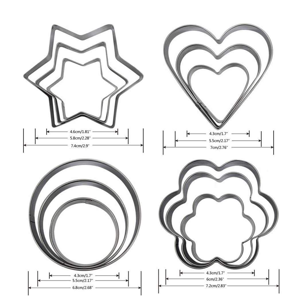 Lazinem 12PCS Baking Mould Cake Star Heart Flower Cutter Cookie DIY Mold Kitchen Tools Cookie Cutters