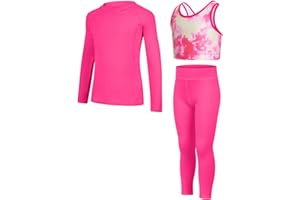 JIAMY Girls Yoga Leggings Girls Athletic Leggings Training Bras Set Kids Gym Crop Tank Top Activewear Set for 5-12 Years