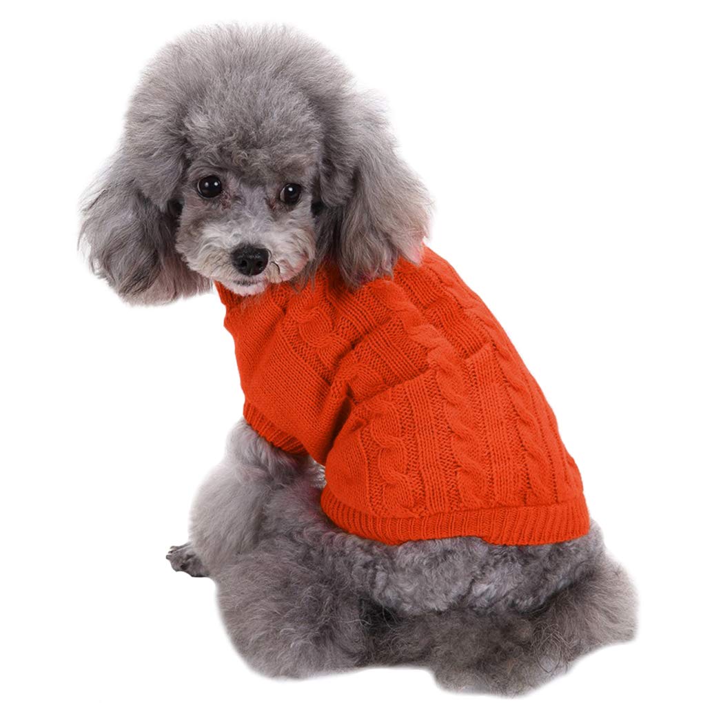CHBORCHICEN Small Dog Sweaters Knitted Pet Cat Sweater Warm Dog Sweatshirt Dog Winter Clothes Kitten Puppy Sweater (Large, Orange) — image 1