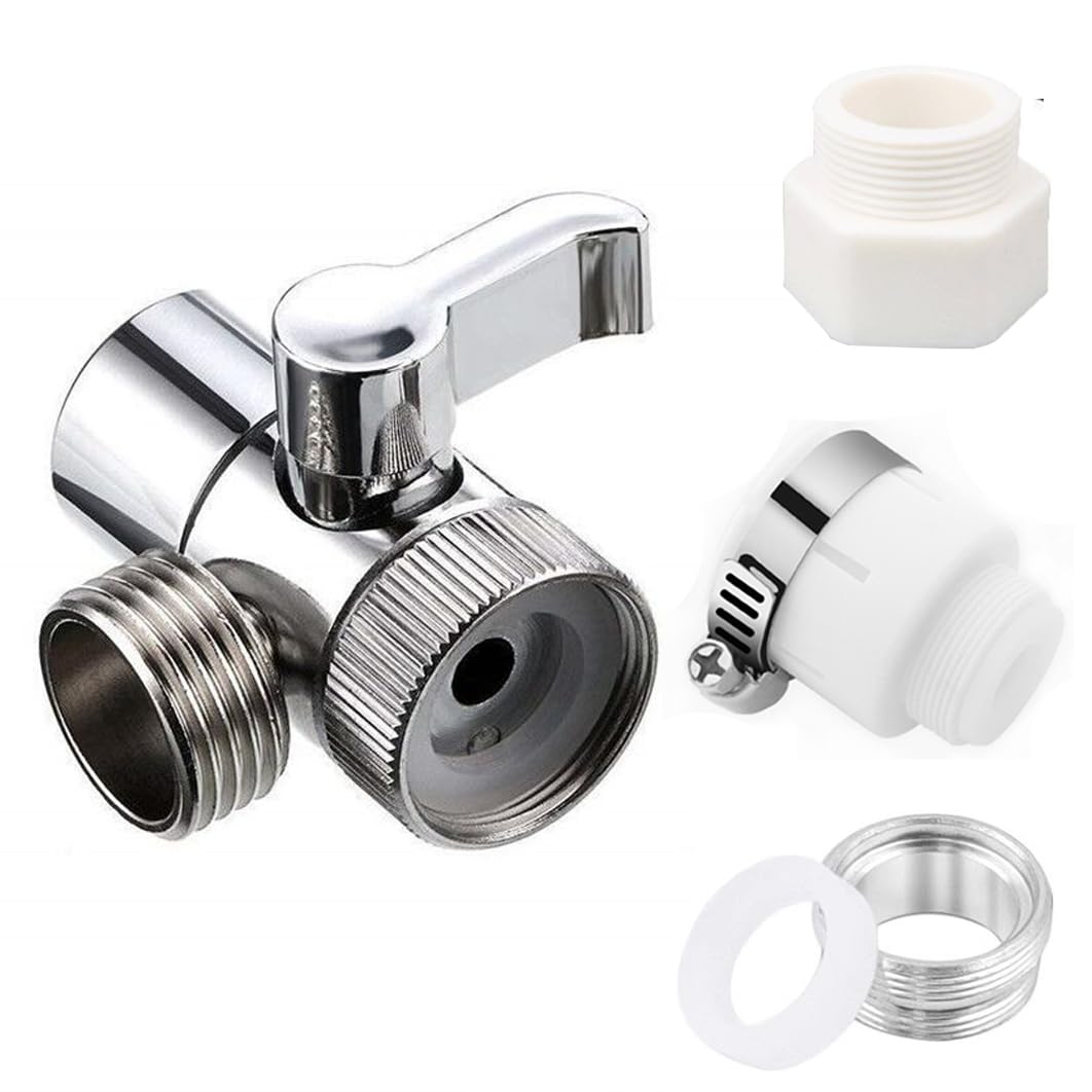 Brass Sink Valve Diverter Faucet Splitter - Kitchen or Bathroom Sink Faucet to Hose Adapter - M22 x M24 (Style A)