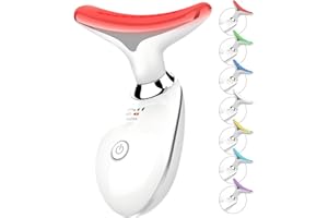ELISHINE 7 Color Face and Neck Massager Light Therapy, Red Light Based Facial Massager for Skin Care, Firming, Smoothing (White)