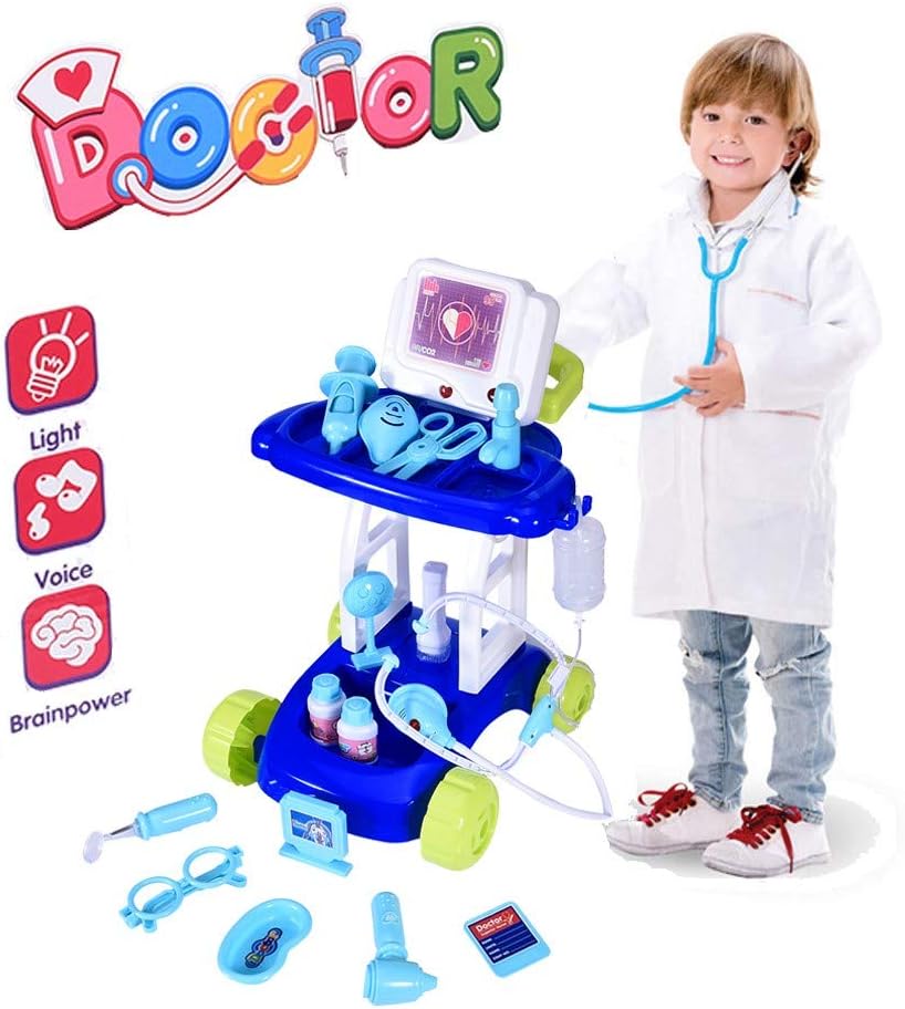 Kids Doctor Kit Toy Medical Kits,17 Piece Pretend Play Electric Simulation Medical