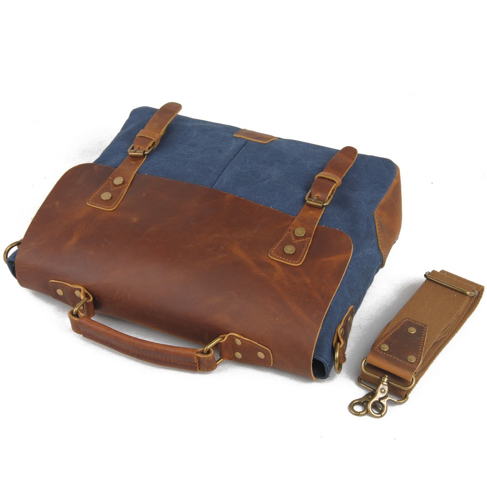 Fresion Multipurpose Vintage Canvas Leather Cross Body Handbag Sling Shoulder Backpack for Men and Women (Blue)