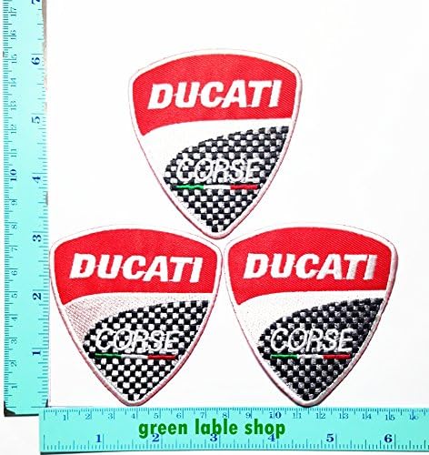 3 Pieces Ducati Corse Motorcycle Biker Team Patch Logo Sew Iron on Embroidered Appliques Badge Sign Costume Send Free Registration