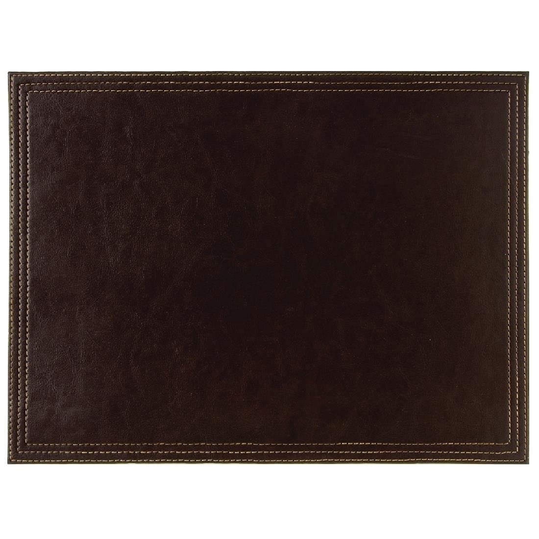 Olympia Faux Leather Large Placemat - Brown, Rectangular, Heat Resistant and Easy to Clean CE298