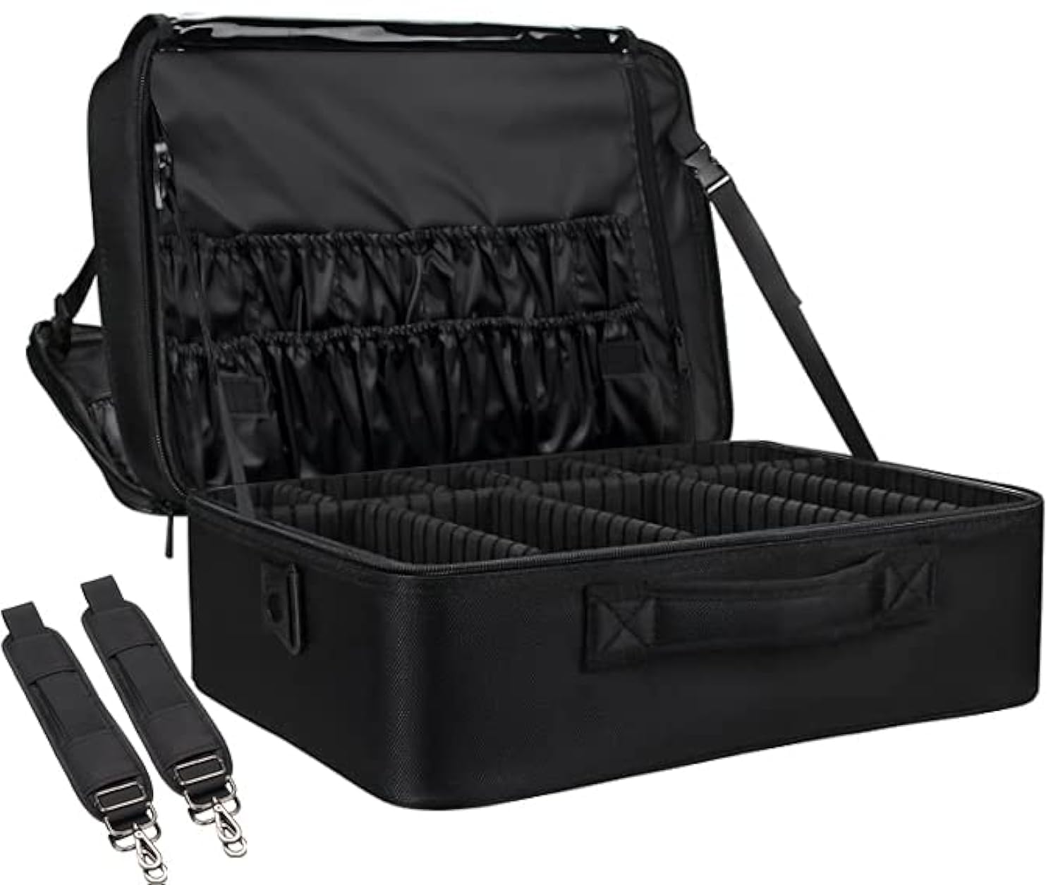 Photo 1 of Extra-large Makeup Case, a Must for Double-layer Travel, a Storage Case for Professional Makeup Artists to Put Cosmetics, with Adjustable Partitions and Support