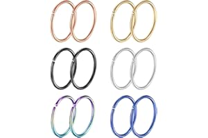 Masedy 12-24Pcs 20G 316L Stainless Steel Nose Rings Hoop Tragus Cartilage Septum Ring Lip Piercing 8-10MM