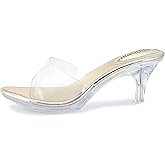NBUUNBU Clear Heels for Women Silver Black Heels Little Platform Sexy High Heels Sandals Stiletto Kitten Open Toe Dress Shoes Comfortable Double Transparent Strap Heeled Sandals Mule