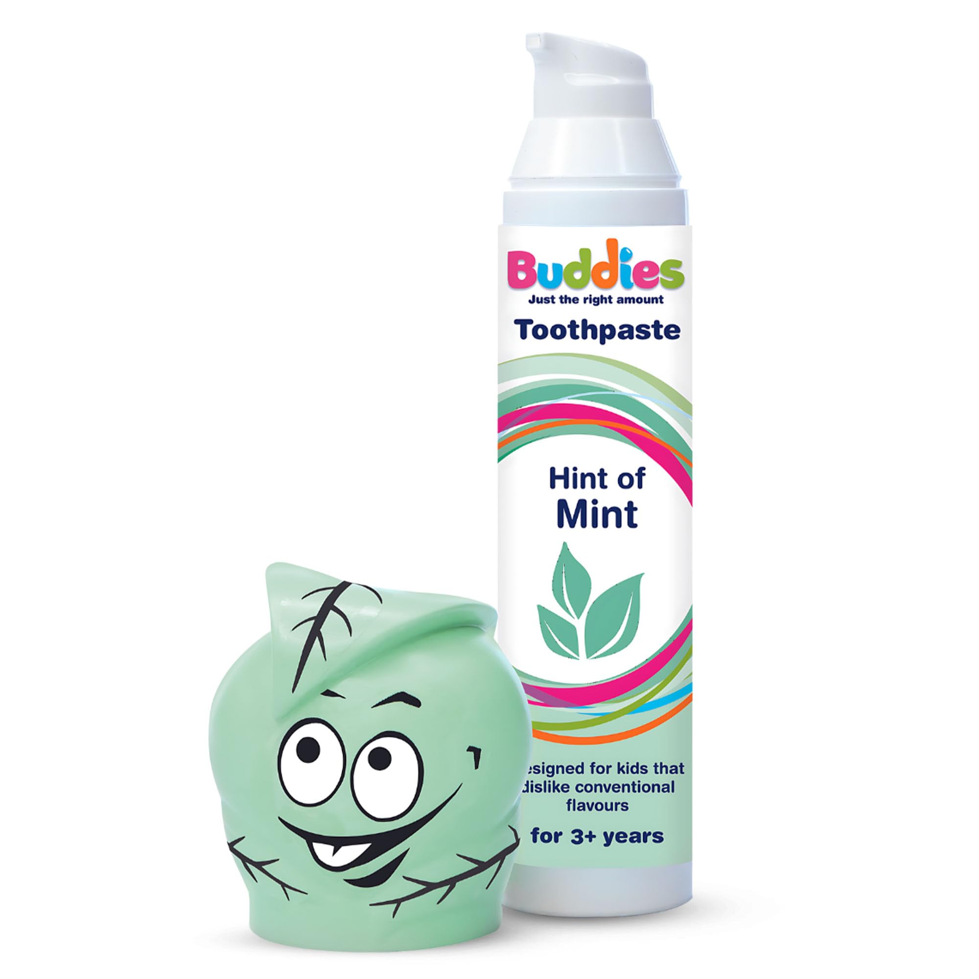 Buddies Butter Mint Toothpastel – Gentle SLS & Paraben-Free Formula with 1450ppm Fluoride, Mild Mint Flavour, Low-Foam Toothpaste Pump for All Ages - 100ml