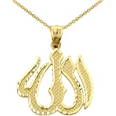 Middle Eastern Jewelry 10k Yellow Gold Islamic Allah Pendant Necklace