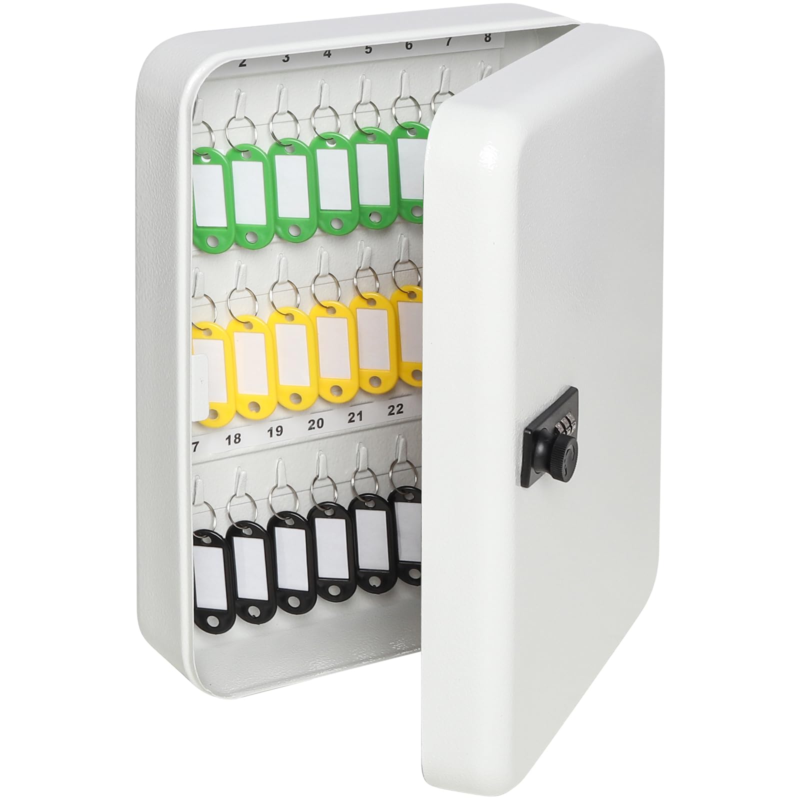 Parrency Combination Lock Key Box with 48 Hooks, Large Wall Mount Combination Lock Cabinet, 11 4/5" x 9 1/5" x 3" (Key Tags Included)