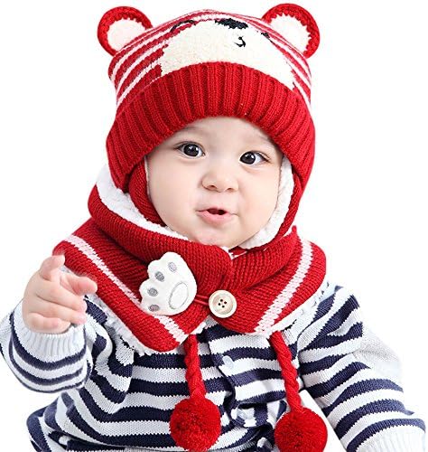 ニット帽 Xubaorsi 赤ちゃん クマ耳付き ベビーニット帽子 人気 キッズ かわいい X 秋冬 耳あって マフラー キッズ帽 女の子 男の子 子供 新生児 防風 防寒 保温 子供 赤ちゃんニット帽 横縞 耳あって クマ耳付き 綿 防風 アウトドア かわいい ファッション 人気 赤