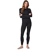 Cuddl Duds Heavyweight 2 Piece Sets Base Layer Thermal Underwear for Women | Winter Clothing, Fleece Lined Long Sleeve Top &amp; Leggings, Soft Lounge Set for Cold Weather, Moisture Wicking Heat Retention