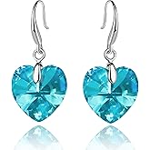 Austrian Crystal Heart Dangle Hook Earrings for Women Drop Earrings 14K Gold Plated Hypoallergenic Jewelry