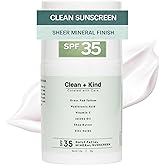 Clean + Kind Mineral Face Sunscreen SPF 35 Zinc Oxide Tallow No White Cast | Tallow Sunscreen, 20% Non-Nano Zinc Oxide, Untinted No White Cast, Natural Sunscreen, Fragrance-Free Sensitive Skin