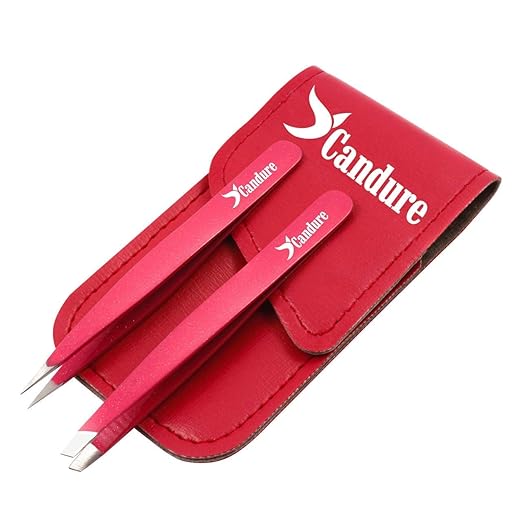 Candure Tweezers for Eyebrow, Facial Hairs, Nose & Ear Plucking