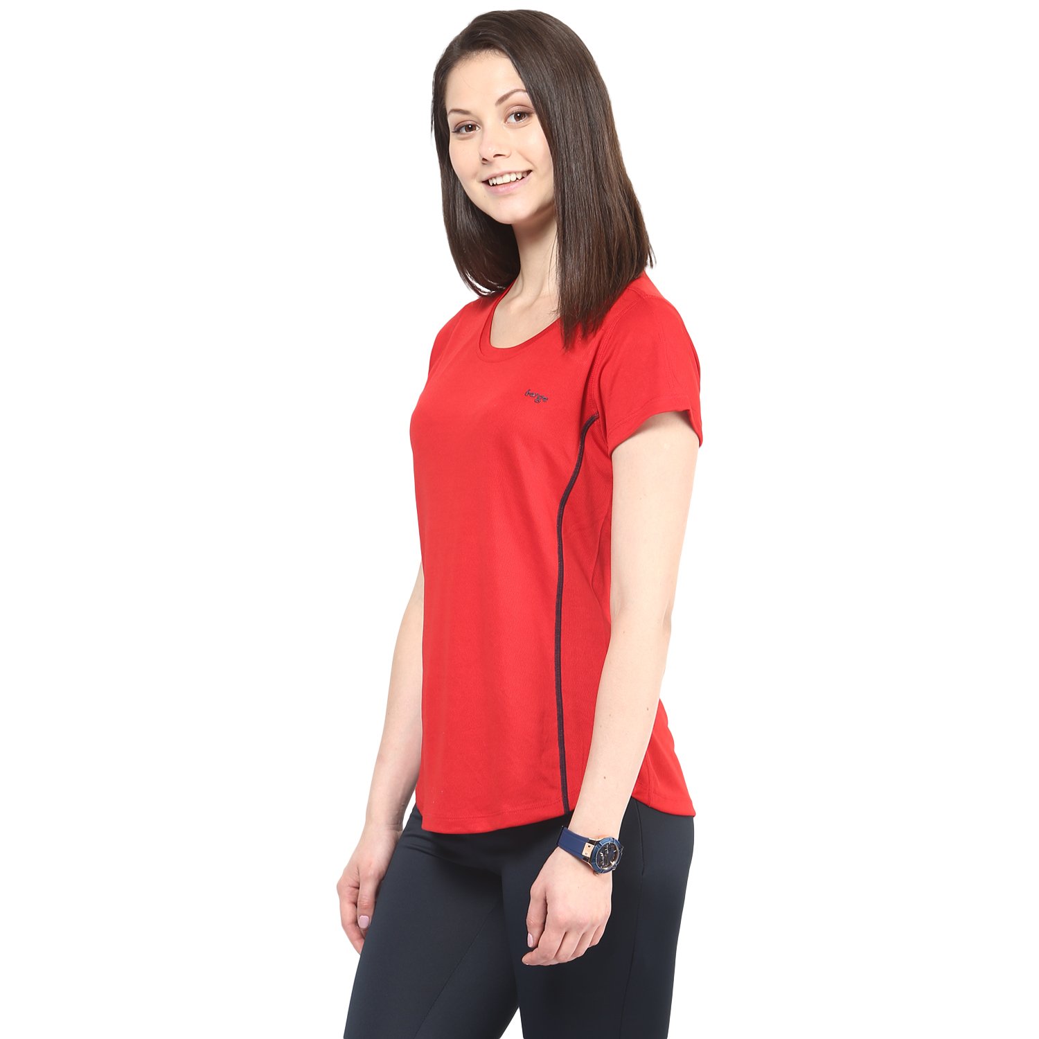 berge women's instadry round neck red tee