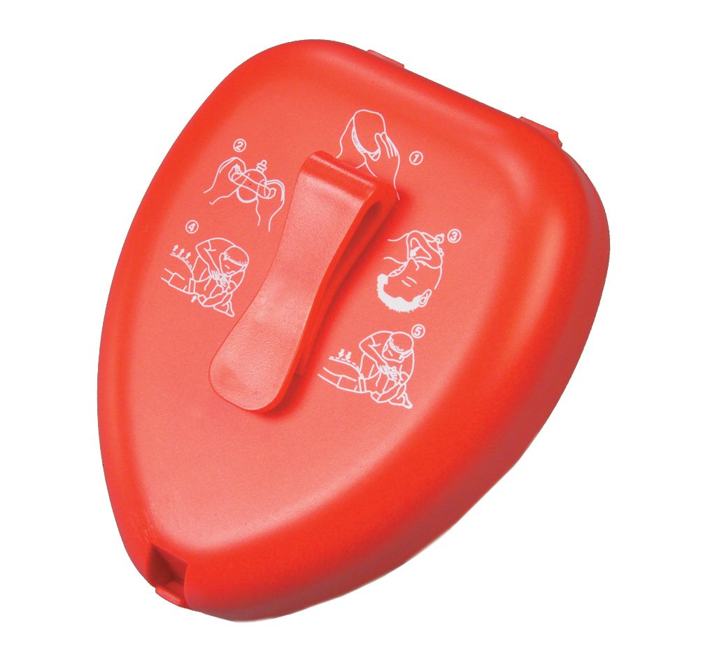 WNL Products Adult/Child Pocket CPR Rescue Resuscitation Mask Kit with One Way Valve and Belt Clip in Hard Red Case (1): Industrial & Scientific