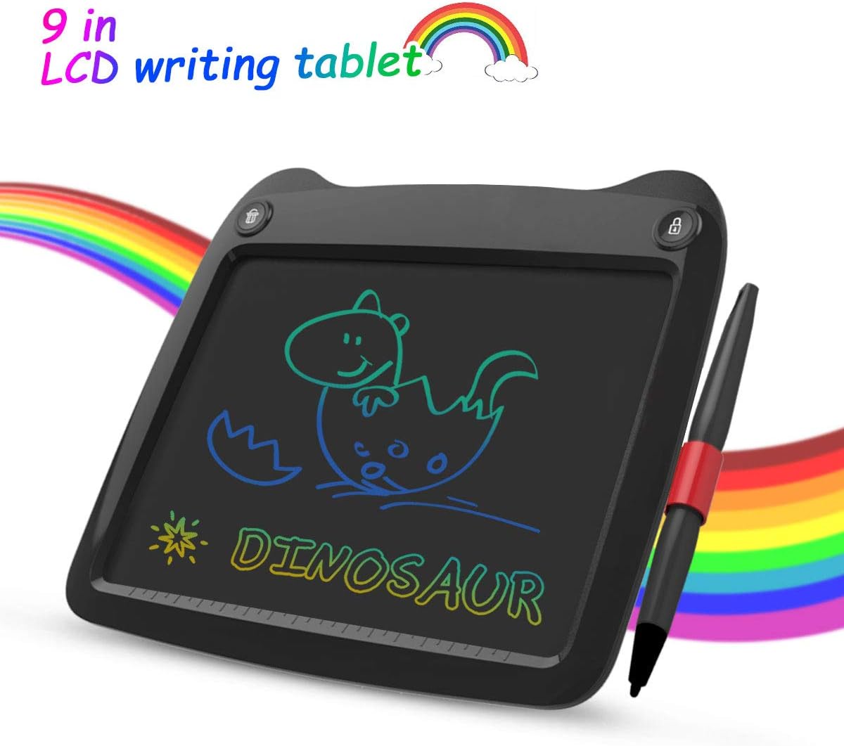 LCD Writing Tablet 9 Inch, Electronic Colorful Screen Drawing Board Kids Tablets Doodle Board Writing Pad for Kids at Home, School and Office Black