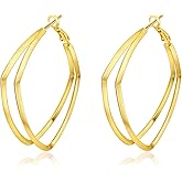 Surrounded Forest Square Hoop Earrings 18K Gold Plated Square Earrings For Women