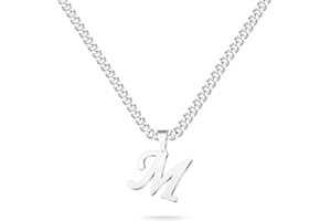LUXEJEW Stainless Steel Initial A-Z Pendant Necklace for Men Boys Women Gold/Silver Cuban Link Chain Letter Necklace Mens Jewelry Gifts