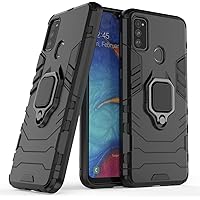 Designerz Hub® Samsung Galaxy M30s Double-Layer Shockproof and Sturdy Hybrid Protective Shell with Bracket Function, Suitable for Samsung Galaxy M30s - (Black)