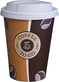 Gastro-Bedarf-Gutheil 100 Pappbecher Einwegbecher EINWEG Coffee to go 0,3 L Top Becher mit 100 Deckel in weiss Ideal für Coffee Latte Machiato Cappuccino Chocolate Tea Cream