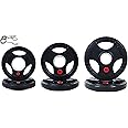 Fitvids Olympic Cast Iron Plate for Strength Training and Weightlifting, Pairs, Sets or Set with Barbell, Multiple Sizes