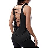 OYOANGLE Women's Workout Tank Top Cut Out Backless Running Sports Athletic Sleeveless Tops