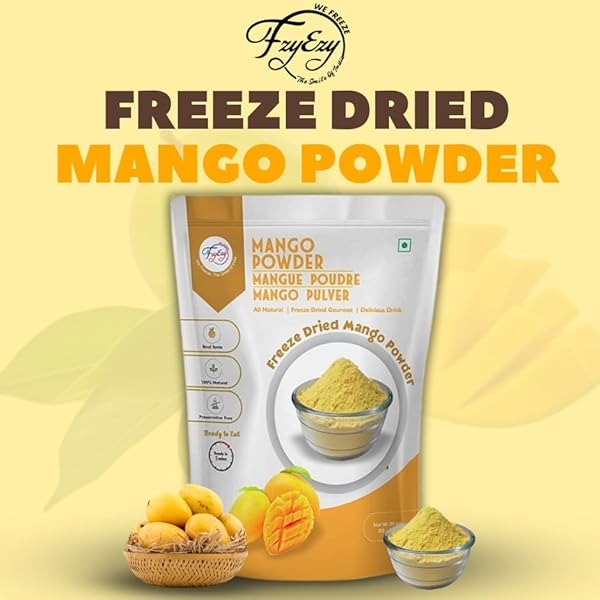 FZYEZY HEALTHY PREMIUM FREEZE DRIED MANGO FRUIT | NATURAL, NON-GMO, GLUTEN-FREE, VEGAN | NO ADDED SUGAR & PRESERVATIVES & ARTIFICIAL FLAVOR & COLOR | SUPPORTS ENERGY, ENDURANCE, AND HEALTH | PANTRY GROCERIES PERFECT FOR CAMPING & TRAVELLING | READY TO MIX POWDER IN YOUR FAVORITE RECIPES (MANGO POWDER | 227 GM)