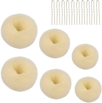 Thboxes Blonde Nylon Hair Doughnut Bun Maker Set 6 Sizes w 20 U Pins for Women
