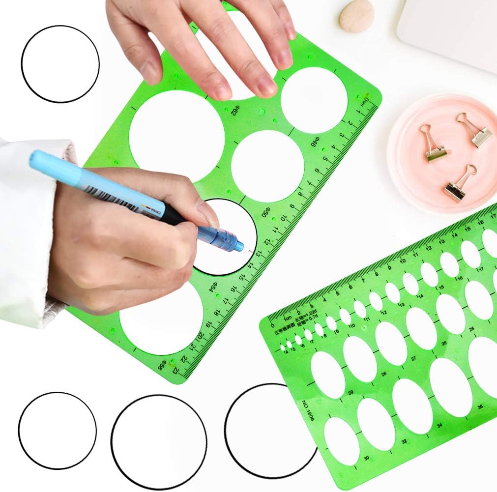 STOBOK 3-teilige Ellipsen-Schablonen - Geometrie Zeichenschablonen Aus Kunststoff Orange