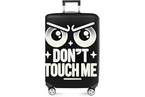 ANNA QUEEN Funny “Don’t Touch Me” Luggage Cover, Bold Black Suitcase Protector with Angry Eyes Design, Stretchable, Washable Travel Cover for 20-22 Inch Luggage