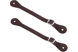 2pcs Wezxrauo Genuine Leather Spur Straps for Western Riding, Adjustable 6-Hole Detachable Boot Straps for Men and Women Cowb