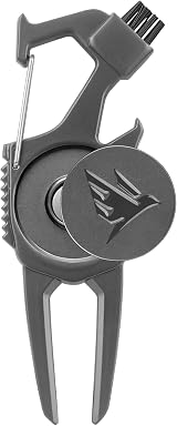 SWIFTEE 7 in 1 Golf Divot Tool with Club Holder Brush Bottle Opener Ball Marker